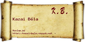 Kazai Béla névjegykártya